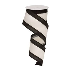 2.5" Black and White Stripe Ribbon - 10 yards