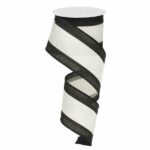 2.5" Black and White Stripe Ribbon