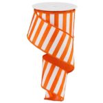 2.5" Orange White Stripe Ribbon