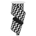 2.5" Black and White Chevron Ribbon