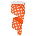 2.5" Orange and White Polka Dot Ribbon