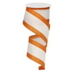 2.5" Orange and White Stripe Ribbon