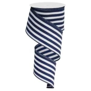 2.5" Navy and White Pinstripe Ribbon
- 10 yards