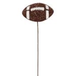 15 inch brown football wreath pick with glitter front