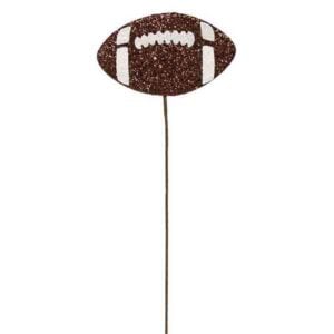 15 inch brown football wreath pick with glitter front