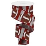 2.5”x10yds Crimson Football Stripe Ribbon