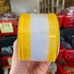 2.5”x10yds Yellow and White Stripe Ribbon