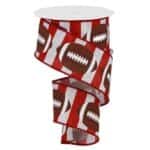 2.5”x10yds Red White Football Ribbon