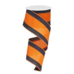 2.5" Navy and Orange Stripe Ribbon