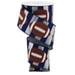 2.5”x10yds Navy Silver Football Ribbon