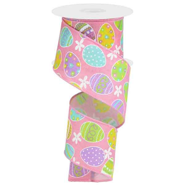 2.5" Pink Easter Egg Ribbon - 10
yards