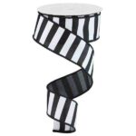 1.5 inch Black and White Stripe Ribbon