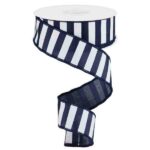 1.5 inch Navy and White Stripe Ribbon