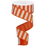 1.5 inch Orange and White Stripe Ribbon