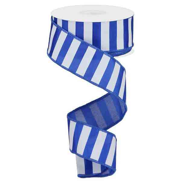 2.5 inch Blue & White Diagonal Striped Ribbon