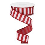 1.5 inch Crimson and White Stripe Ribbon