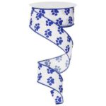 1.5 inch Blue Paw Print Ribbon