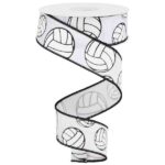 1.5 Inch White Volleyball Ribbon