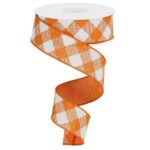 Orange Diagonal Check Ribbon