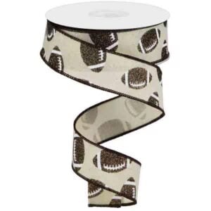 1.5" Cream Glitter Football Ribbon -
10 yards