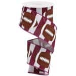 2.5" Maroon White Football Stripe Ribbon