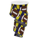 Navy Yellow Football Stripe Ribbon