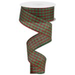 1.5" Christmas Gingham Ribbon - 10
  yards