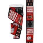 2.5”x10yds Red Black Football Scene Ribbon