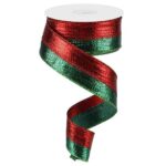 1.5" Red Green Metallic Ribbon