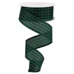 1.5" Green Black Gingham Ribbon - 10
yards