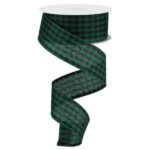 1.5" Green Black Gingham Ribbon