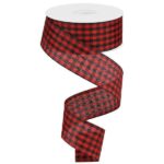 1.5" Red Black Gingham Ribbon