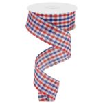 1.5" Red Blue Gingham Ribbon - 10
yards