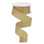 1.5" Orange Green Gingham Ribbon