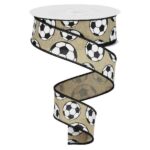 1.5" Beige Soccer Ribbon - 10 yards