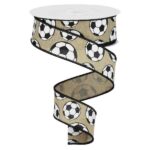 1.5" Beige Soccer Ribbon