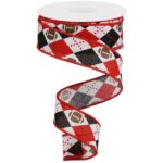 1.5" Red Argyle Football Ribbon