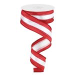 1.5”x10yds Crimson White Stripe Ribbon