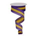 1.5" Purple Yellow Stripe Ribbon - 10 yards