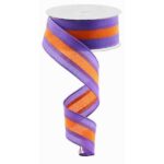 1.5" Purple Orange Stripe Ribbon