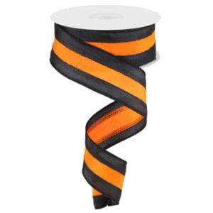 1.5" Black Orange Stripe Ribbon - 10
yards