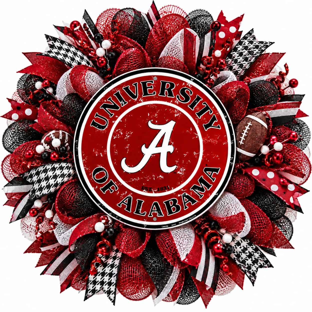 Alabama Round Metal Sign in a Wreath