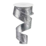 1.5" Glitter Silver Metallic Ribbon