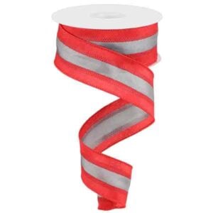 1.5" Red Grey Stripe Ribbon - 10
yards