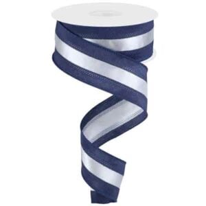 1.5" Navy Grey Stripe Ribbon - 10
yards