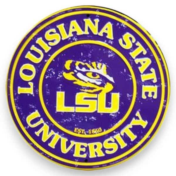 LSU Round Metal Sign