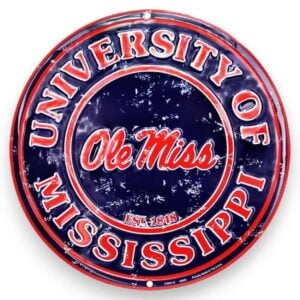 Ole Miss Round Metal Sign
