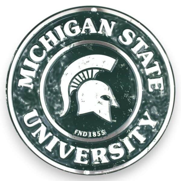 Michigan State Round Metal Sign