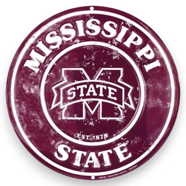 Mississippi State Round Metal Sign