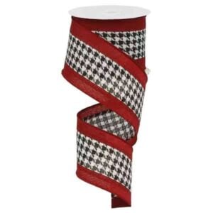 2.5" Crimson Houndstooth Ribbon - 10
  yards
